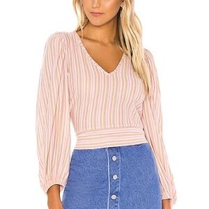 Free People Orchid Rain Autumn Nights Back Wrap Top Stripes